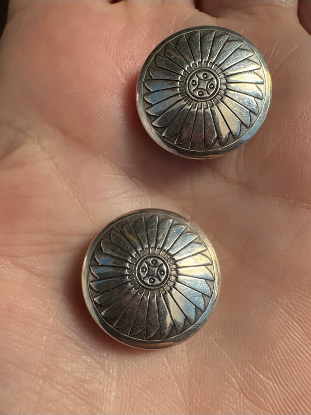 Sterling Silver Sunburst Button cover